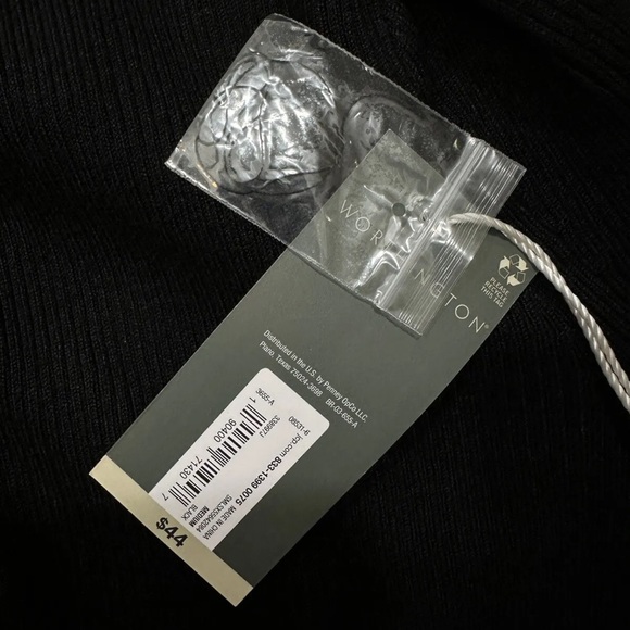 NWT Worthington Black Super Soft Long Sleeve Sweater Top mock neck size M - Picture 8 of 8